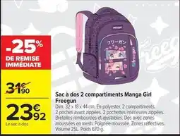 Carrefour Drive Freegun - sac à dos 2 compartiments manga girl offre