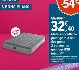 E.Leclerc Sport Matelas gonflable prestige mid rise flex pump 2 personnes gonfleur usb offre