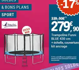 E.Leclerc Sport Trampoline blue 430 cm + échelle, couverture kit ancrage offre