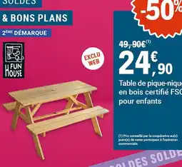 E.Leclerc Jardi Table de pique-nique en bois certifié fsc pour enfants offre