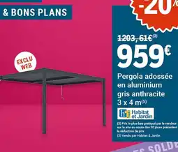 E.Leclerc Jardi Habitat - pergola adossée en aluminium gris anthracite offre
