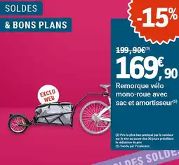 E.Leclerc Sport Remorque vélo mono-roue avec sac et amortisseur offre