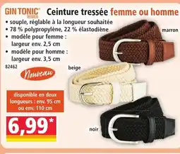 Norma GIN TONIC Ceinture tressée femme ou homme offre
