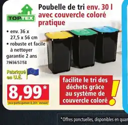 Norma TOPTEX Poubelle de tri avec couvercle coloré pratique offre