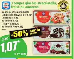 Norma RIVA 3 coupes glacées stracciatella, fraise ou amarena offre