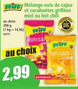 Norma PFIFF Mélange noix de cajou et cacahuètes grillées miel ou hot chili offre