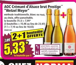 Norma AOC Crémant d'Alsace brut Prestige Wetzel Meyer offre