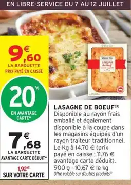 Intermarché Lasagne de boeuf offre