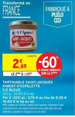 Intermarché ÎLE BLEUE Tartinable saint-jacques piment d'espelette offre