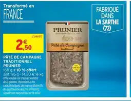 Intermarché PRUNIER Pâté de campagne traditionnel offre