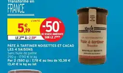 Intermarché LES 4 SAISONS Pâte à tartiner noisettes et cacao offre