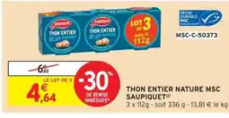 Intermarché SAUPIQUET Thon entier nature msc offre