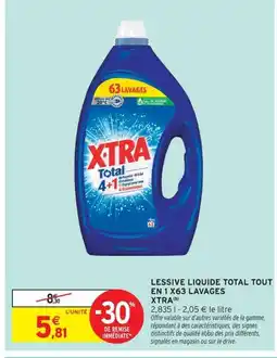 Intermarché EXTRA Lessive liquide total tout en 1 x63 lavages offre