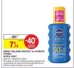 Intermarché NIVEA SUN Spray solaire protect & hydrate fps50+ offre