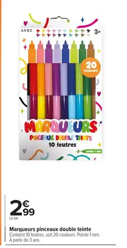 Carrefour Marqueurs pinceaux double teinte offre