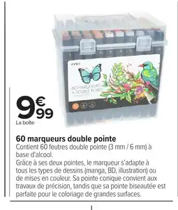 Carrefour 60 marqueurs double pointe offre