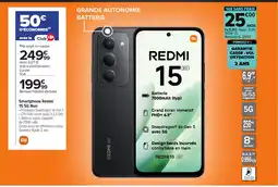 Carrefour Smartphone Redmi 15 5G Noir offre
