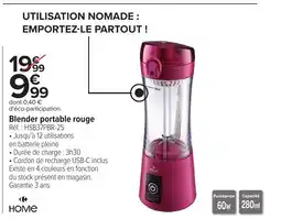 Carrefour HOME Blender portable rouge offre