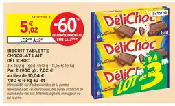 Intermarché Express Délichoc biscuit tablette chocolat lait offre