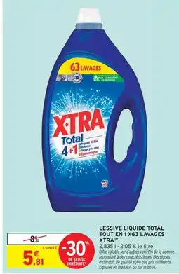 Intermarché Express Xtra lessive liquide total tout en 1 x63 lavages offre