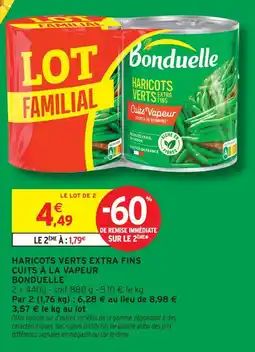 Intermarché Express Bonduelle haricots verts extra fins cuits à la vapeur offre