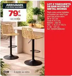 Brico Dépôt Dim - lot 2 tabourets de bar rotin et metal morea offre