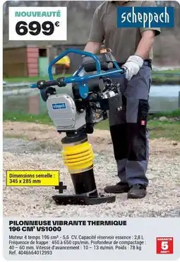 Brico Dépôt Scheppach - pilonbeuse vibranite thermique 199 cm vs1000 offre