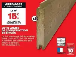 Brico Dépôt Dim - lot de 4 lames de construction en epicea offre