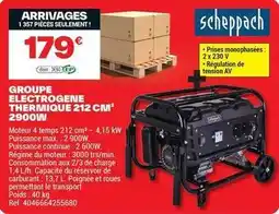 Brico Dépôt Scheppach - groupe electrogene thermique 212 cm2900w offre
