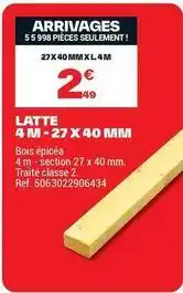 Brico Dépôt Bois épicéa 4 m - section 27 x 40 mm offre