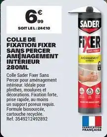 Brico Dépôt Sader - colle de fixation fixer sans percer aménagement intérieur offre
