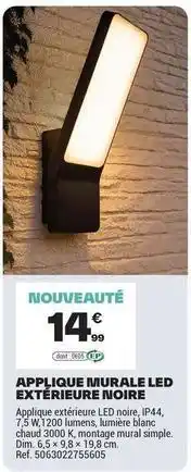 Brico Dépôt Dim - applique murale led extérieure noire offre