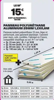 Brico Dépôt Kraft - painneau polyurethane aluminium 25mm 1,2x0.6m offre