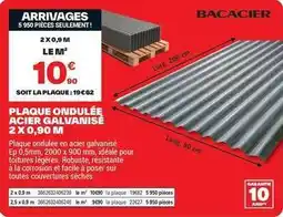 Brico Dépôt Facile - plaque ondulée acier galvanise 2 x 0.90 m offre