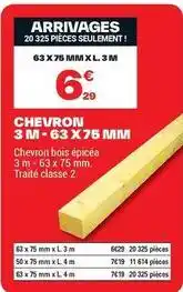 Brico Dépôt 3m - chevron bois epicée 3 m offre