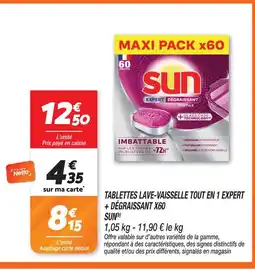Netto Sun tablettes lave-vaisselle tout en 1 expert + dégraissant x60 offre