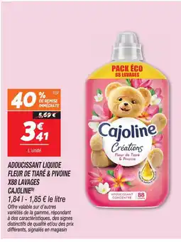 Netto Cajoline adoucissant liquide fleur de tiaré & pivoine x88 lavages offre