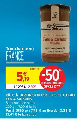 Intermarché Les 4 saisons pâte à tartiner noisettes et cacao offre