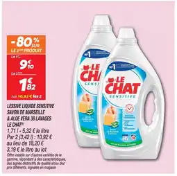 Netto Le chat lessive liquide sensitive savon de marseille & aloe vera 38 lavages offre