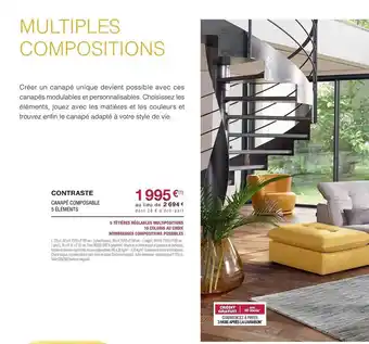 Cuir Center Canapé Composable 5 éléments Contraste offre