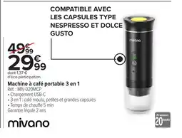 Carrefour MIVANO Machine à café portable 3 en 1 offre