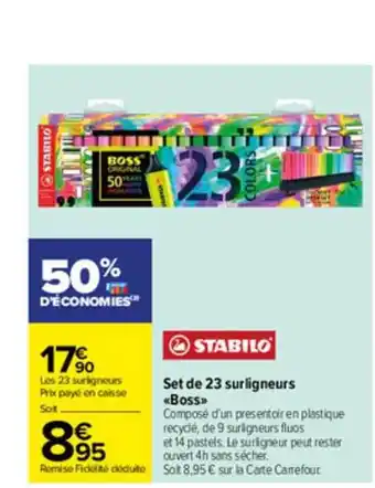 Carrefour Set De 23 Surligneurs «boss» Stabilo offre
