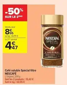Carrefour Contact Nescafé - café soluble spécial filtre offre
