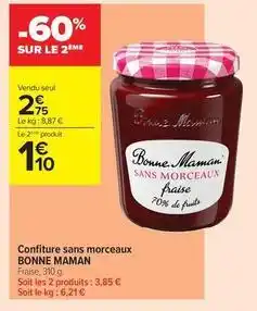 Carrefour Contact Bonne maman - confiture sans morceaux offre