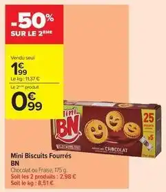 Carrefour Contact Bn chocolat - mini biscuits fourrés offre