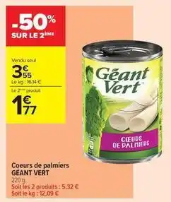 Carrefour Contact Géant vert - coeurs de palmiers offre