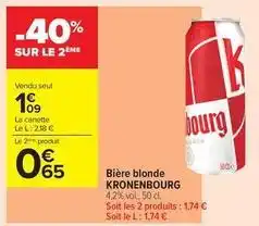 Carrefour Contact Kronenbourg - bière blonde offre