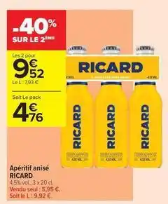 Carrefour Contact Ricard - apéritif anisé offre