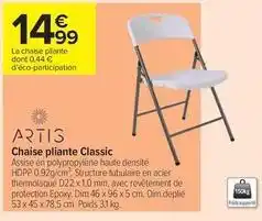 Carrefour Contact Artis - chaise pliante classic offre