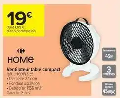 Carrefour Contact Ventilateur table compact offre